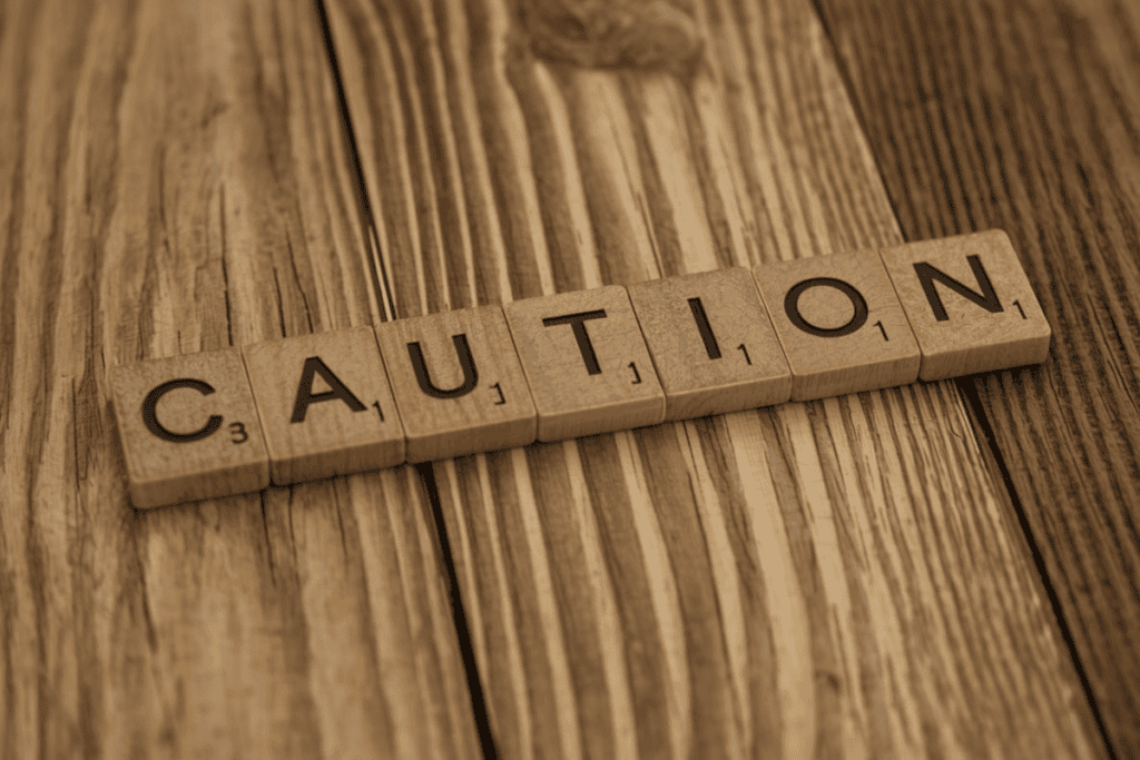 Achtung auf Holzsteinen