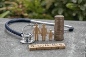 Stetoskop mit Familienfiguren